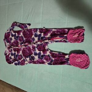 Posh Peanut Violwt Floral Baby Onesie with Pink Purple Accents